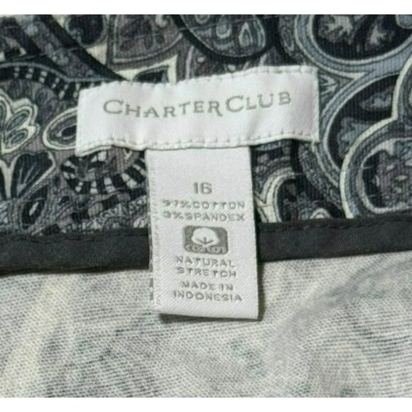 Charter Club Women's Paisley Long Skirt Size 16 Blue Side Zip & Snap Closure - Picture 4 of 8